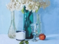 Green Vase, Hydrangea, Apple