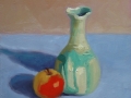 Turquoise Vase and Apple