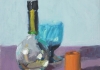 Turquoise Wine Glass, Orange block