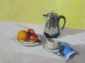 Coffee pot with yellow wall